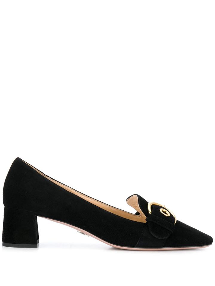 Prada Buckled Heeled Loafers - Black