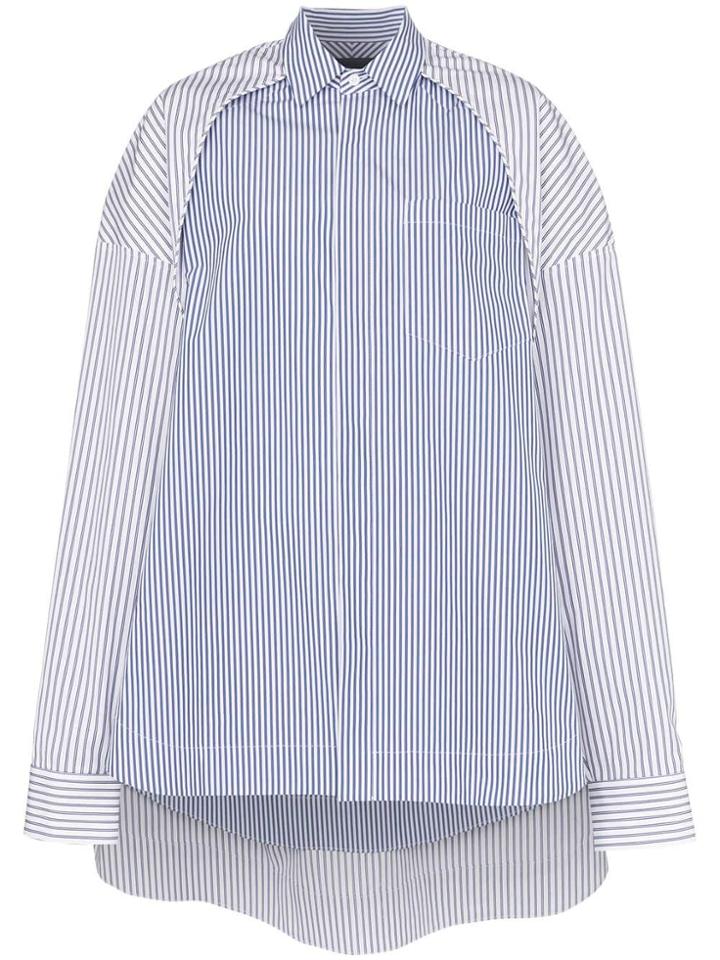 Juun.j Oversized Layered Striped Shirt - Blue
