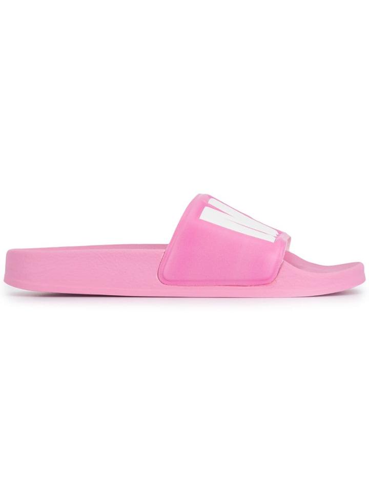 Msgm Maxi Logo Slider Sandals - Pink