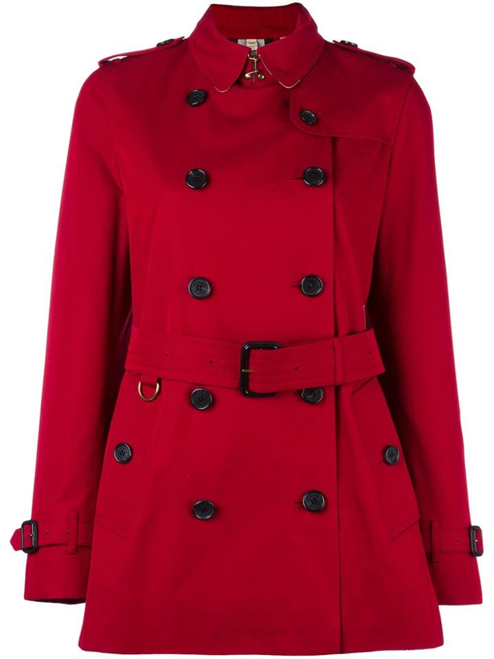 Burberry Double Breasted Coat - Red