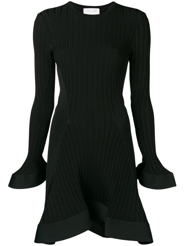 Esteban Cortazar Knitted Ruffle Trim Mini Dress - Black