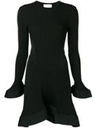 Esteban Cortazar Knitted Ruffle Trim Mini Dress - Black