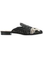Coliac Pointed Brooch Sandals - Black