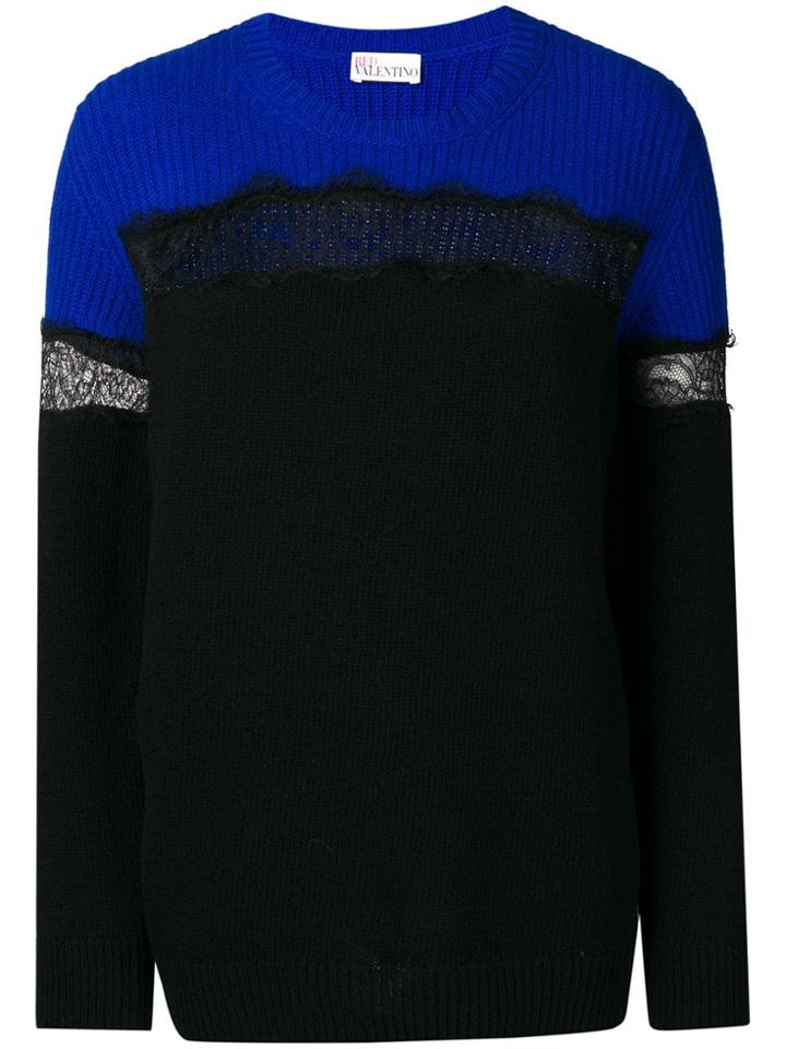 Red Valentino Ribbed Knitted Top - Black