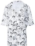 Ikumi Printed Boxy Blouse, Women's, Size: Large, White, Cotton
