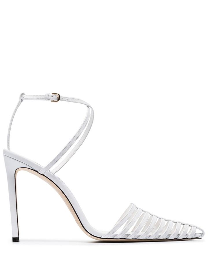 Jimmy Choo White Tamai 100 Pointed Toe Leather Pumps