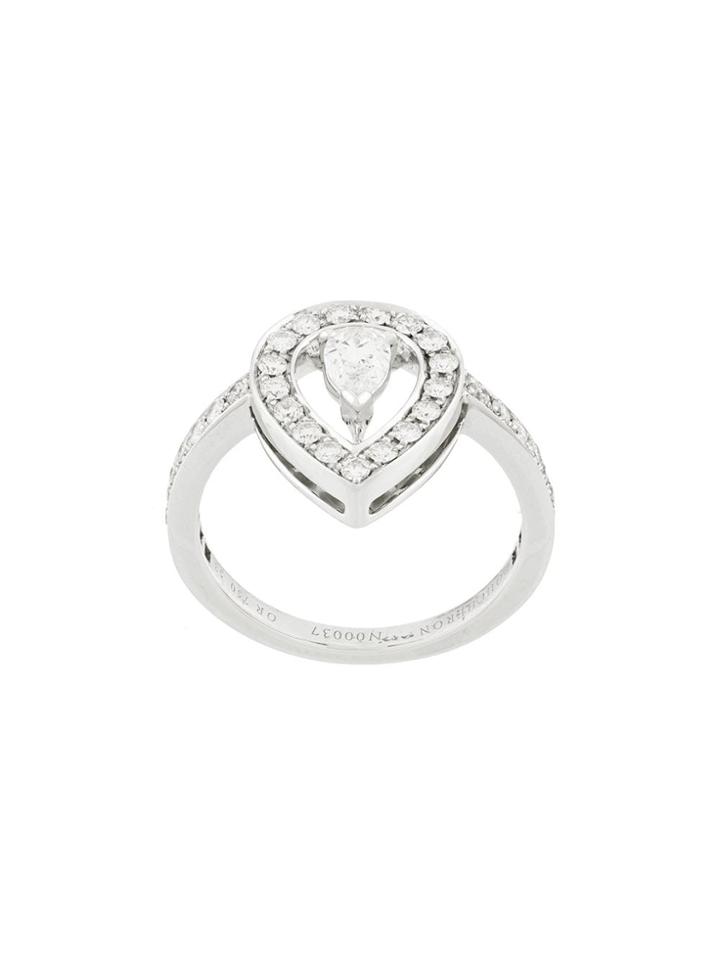 Boucheron 18kt White Gold Solitaire Diamond Ring - Silver