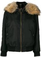 Mr & Mrs Italy Fur Trim Bomber Jacket - Black