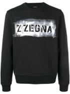 Z Zegna Logo Waterpaint Print Sweatshirt - Black