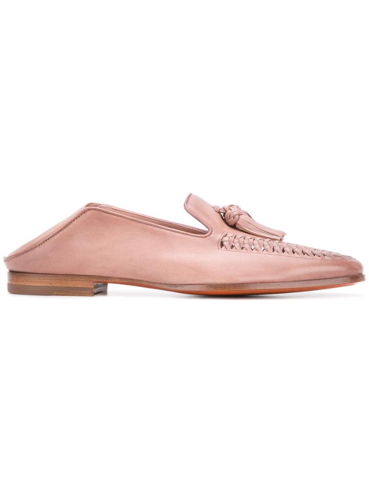Santoni Backless Tassel Loafers - Pink & Purple