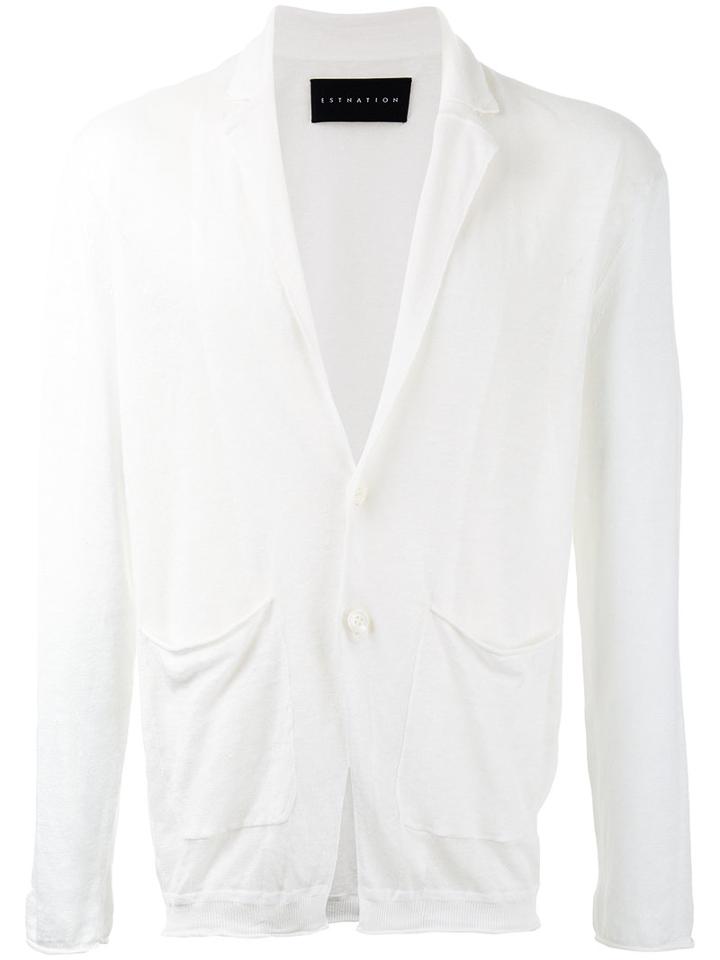 Front Pocket Cardigan - Men - Linen/flax - M, White, Linen/flax, Estnation