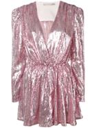 Amen Sequinned Wrap Dress - Pink