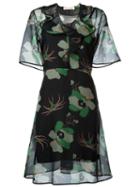 Marni Sheer Floral Print Dress, Women's, Size: 40, Black, Silk