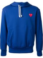 Comme Des Garçons Play Embroidered Heart Hoodie, Men's, Size: Medium, Blue, Polyester