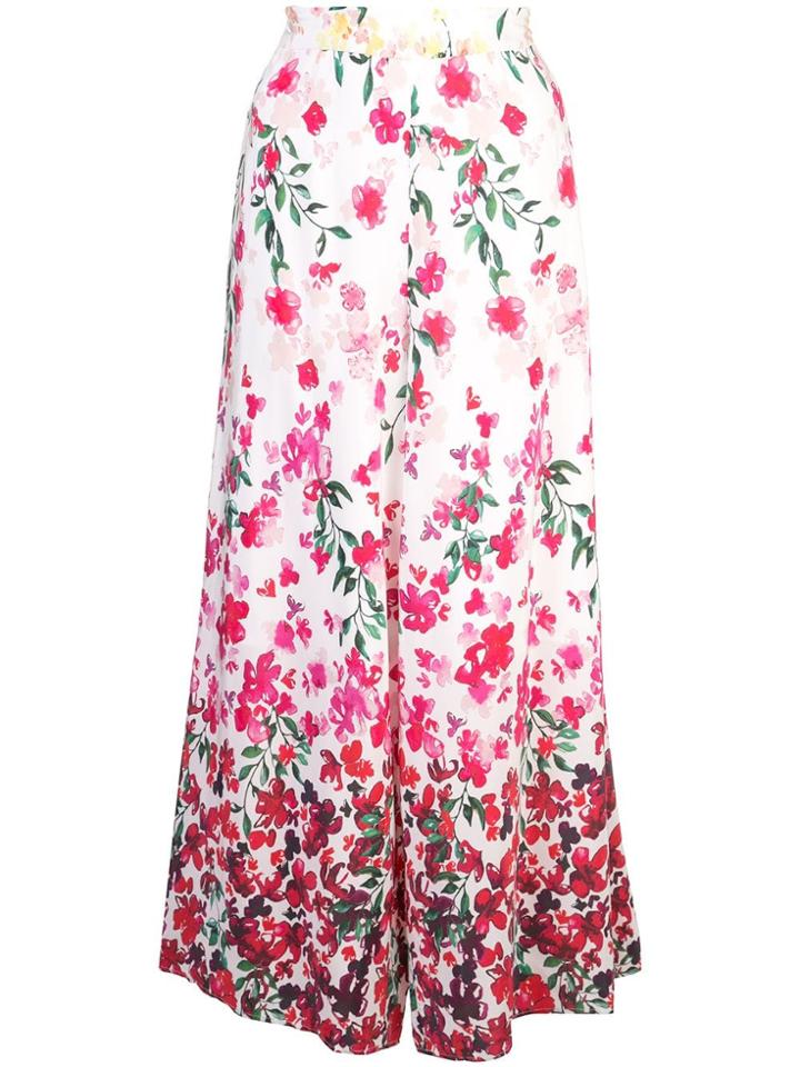 Marchesa Notte Floral Flared Trousers - White
