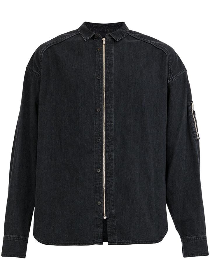 Juun.j Zipped Denim Shirt - Black