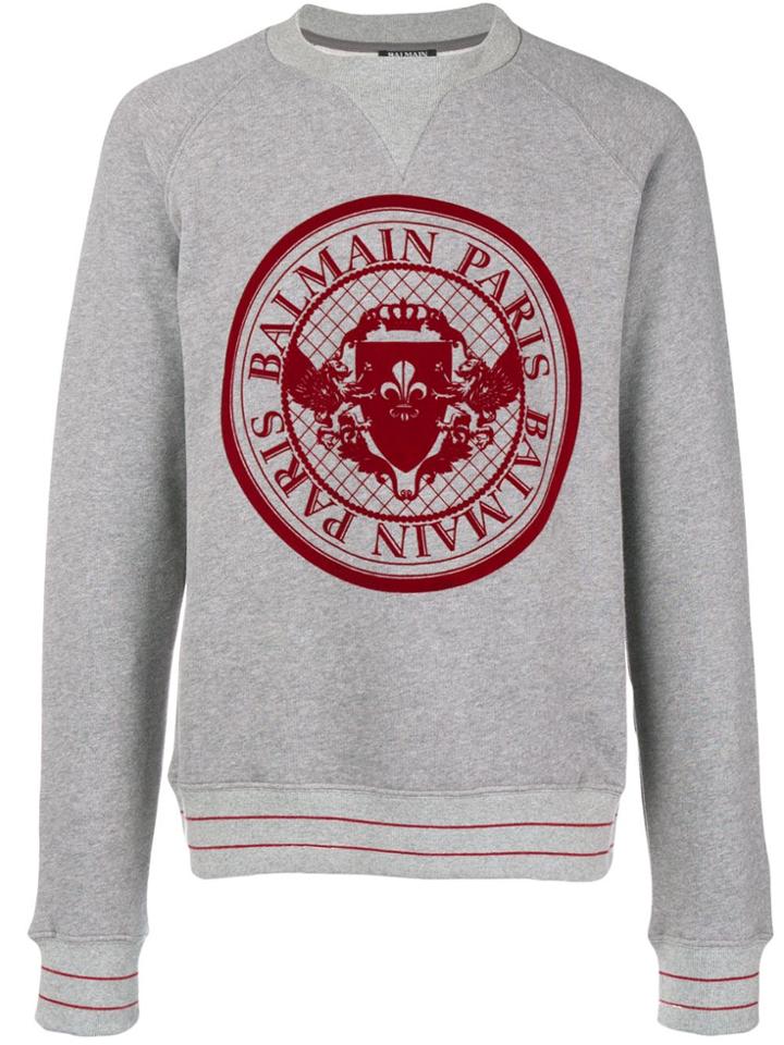 Balmain Logo Patch Sweatshirt - Grey