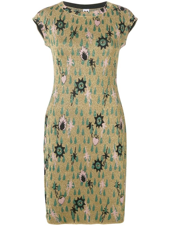 M Missoni Jacquard Logo Knit Dress - Gold
