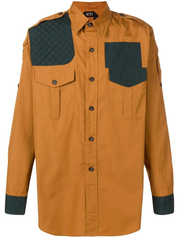 No21 Contrast Panel Shirt - Yellow & Orange