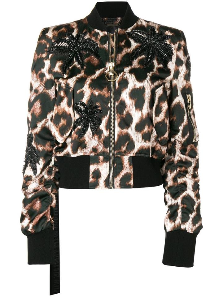 Philipp Plein Leopard Print Cropped Jacket - Black