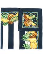 Dolce & Gabbana - Pineapple Print Striped Scarf - Women - Silk - One Size, Women's, Blue, Silk