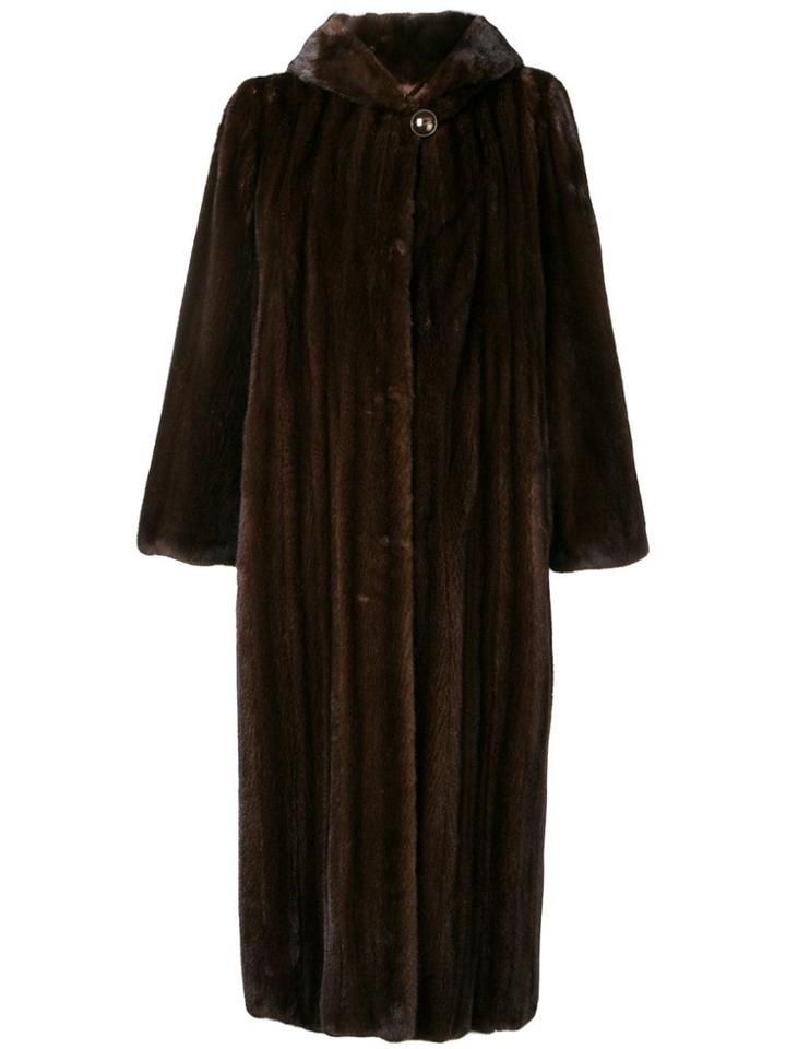 Liska Long Ribbed Coat - Brown