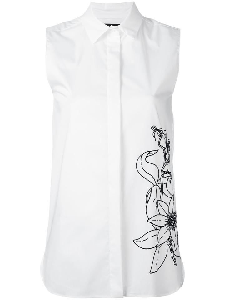 Eggs - Flower Print Sleeveless Shirt - Women - Cotton/polyamide/spandex/elastane - 44, White, Cotton/polyamide/spandex/elastane