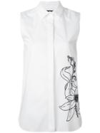 Eggs - Flower Print Sleeveless Shirt - Women - Cotton/polyamide/spandex/elastane - 44, White, Cotton/polyamide/spandex/elastane