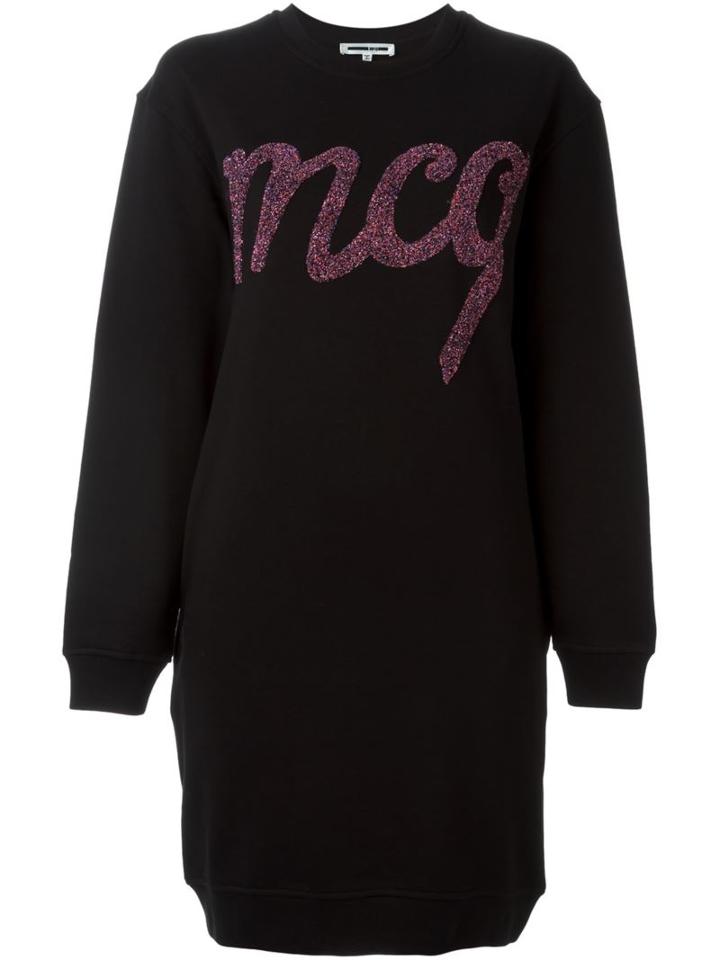 Mcq Alexander Mcqueen Carpet Logo Sweatshirt Dress, Women's, Size: Small, Black, Cotton