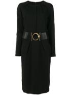 Cavalli Class Belted Gathered Collar Dress - Black