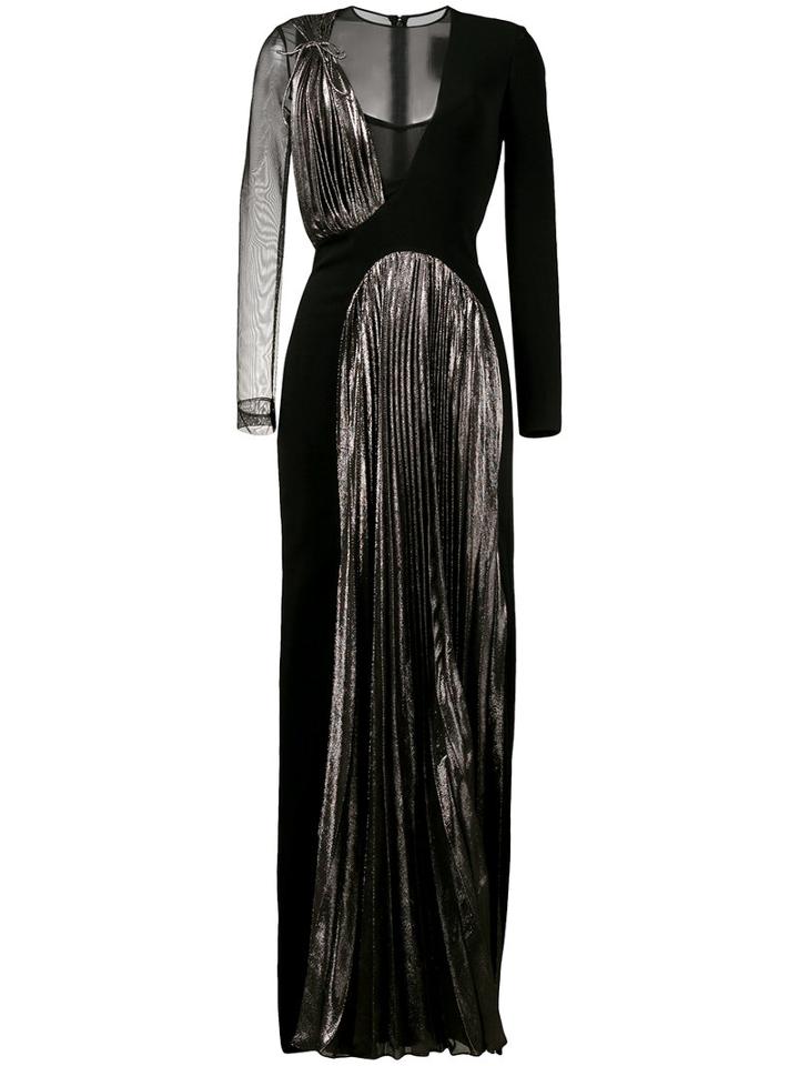 Christopher Kane - Pleated Panel Long Dress - Women - Silk/polyester/spandex/elastane/viscose - 40, Black, Silk/polyester/spandex/elastane/viscose
