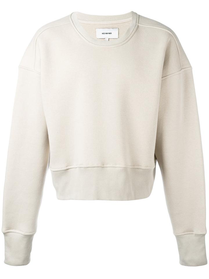 Hed Mayner Ribbed Trim Large Sweatshirt, Men's, Nude/neutrals, Cotton