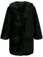 Sara Lanzi Faux Fur Oversized Coat - Black