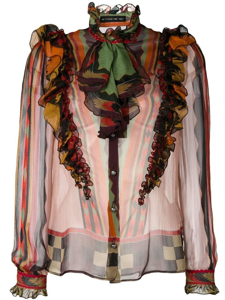 Etro Geometric Long-sleeve Blouse - Pink & Purple