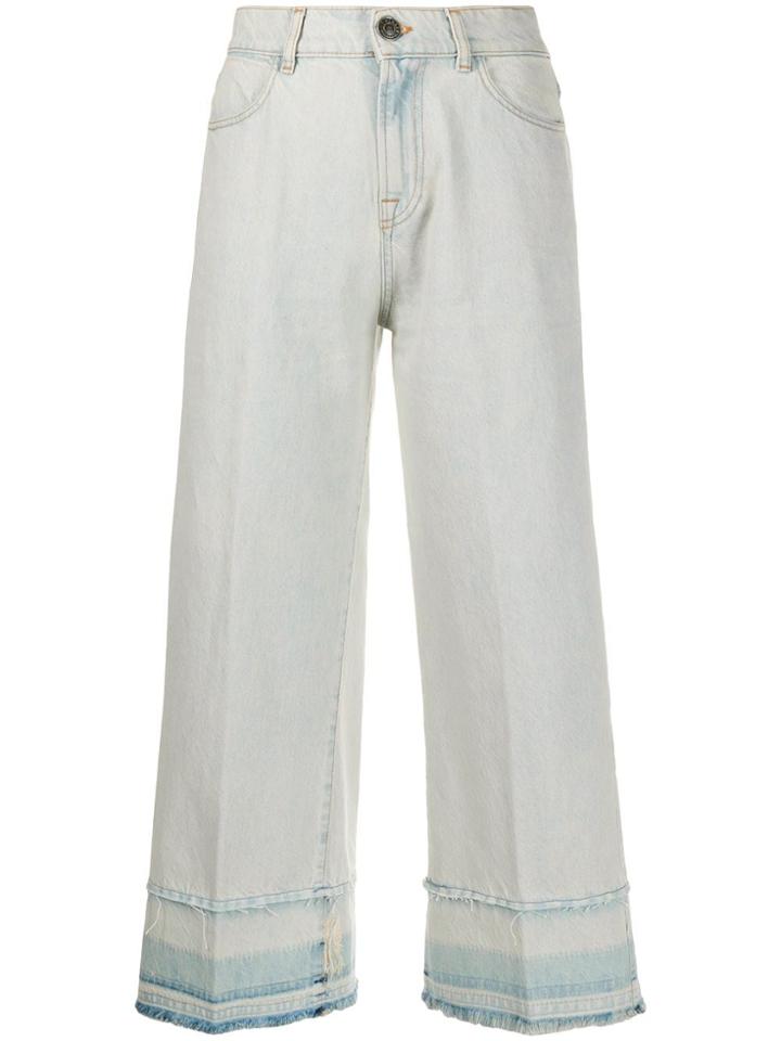 Twin-set Cropped Wide Leg Jeans - Blue