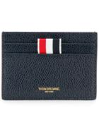 Thom Browne Single Card Holder With Contrast 4-bar Stripe In Pebble