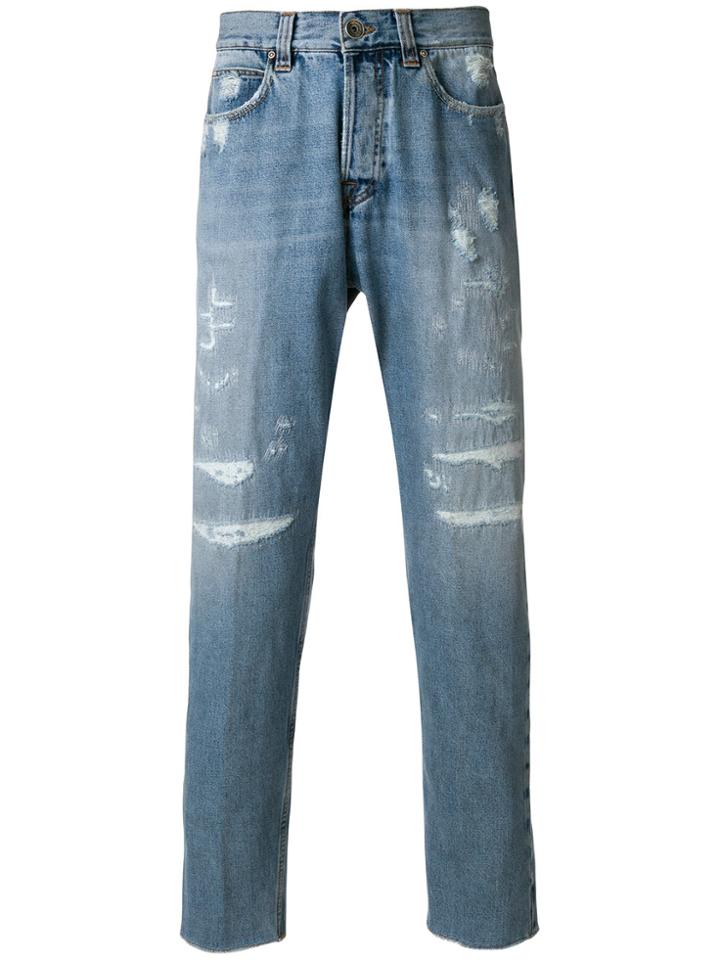 Eleventy Slim Distressed Jeans - Blue