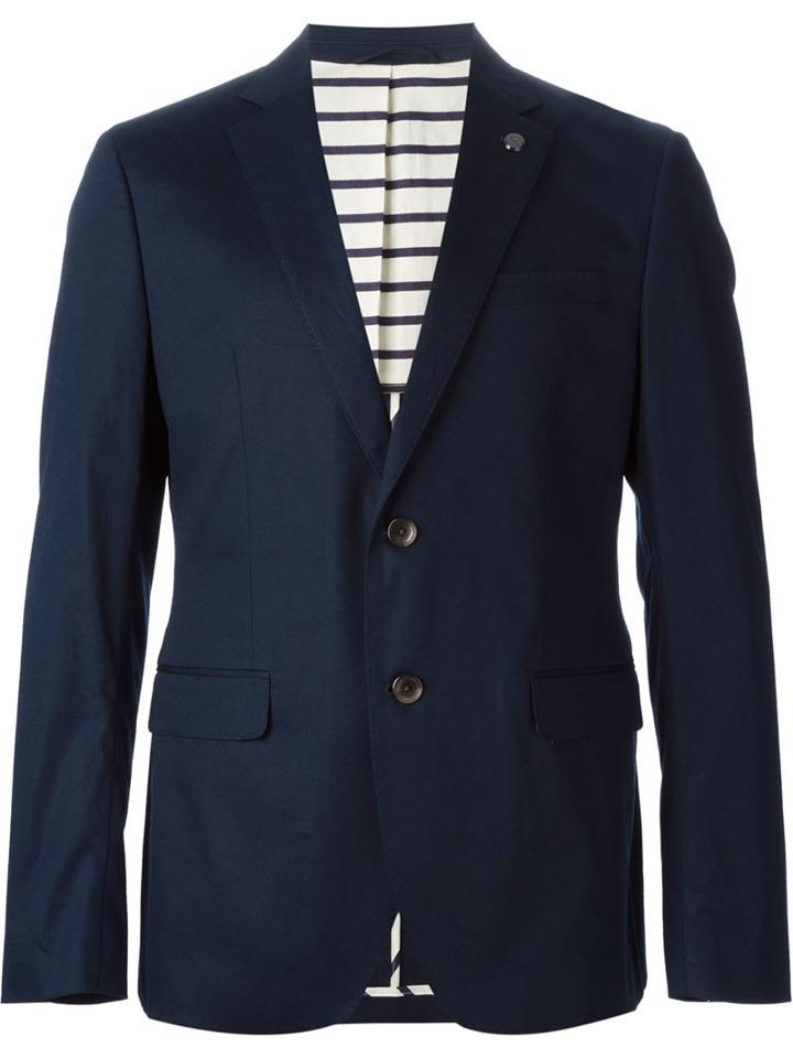 Michael Kors Two Button Blazer, Men's, Size: 40, Blue, Cotton/spandex/elastane