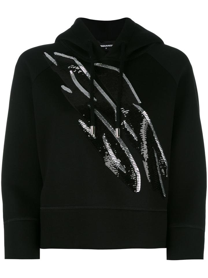 Dsquared2 Sequined Hoodie, Women's, Size: Small, Black, Viscose/polyurethane