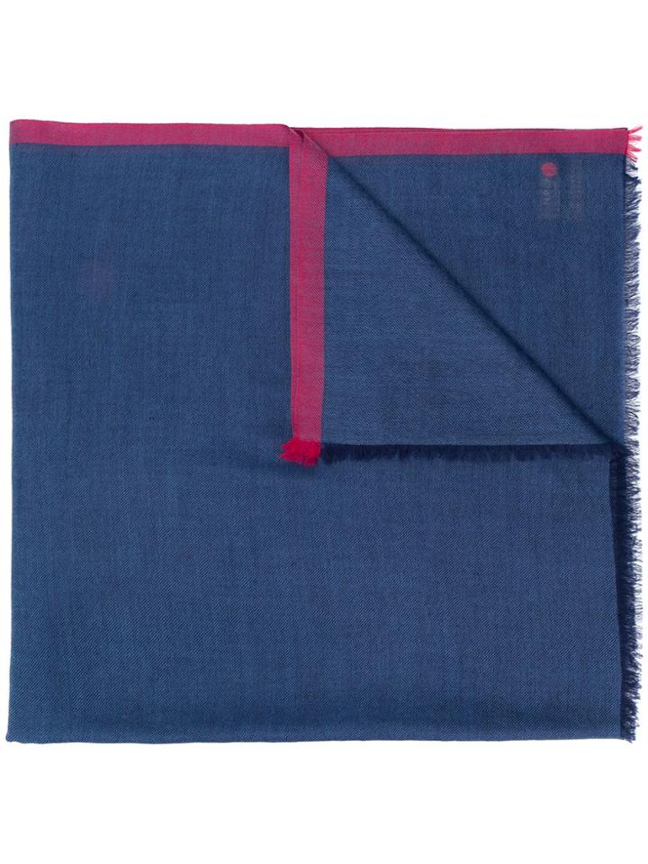 N.peal Contrast-trim Scarf - Blue