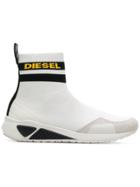 Diesel Logo Sock Boot - White