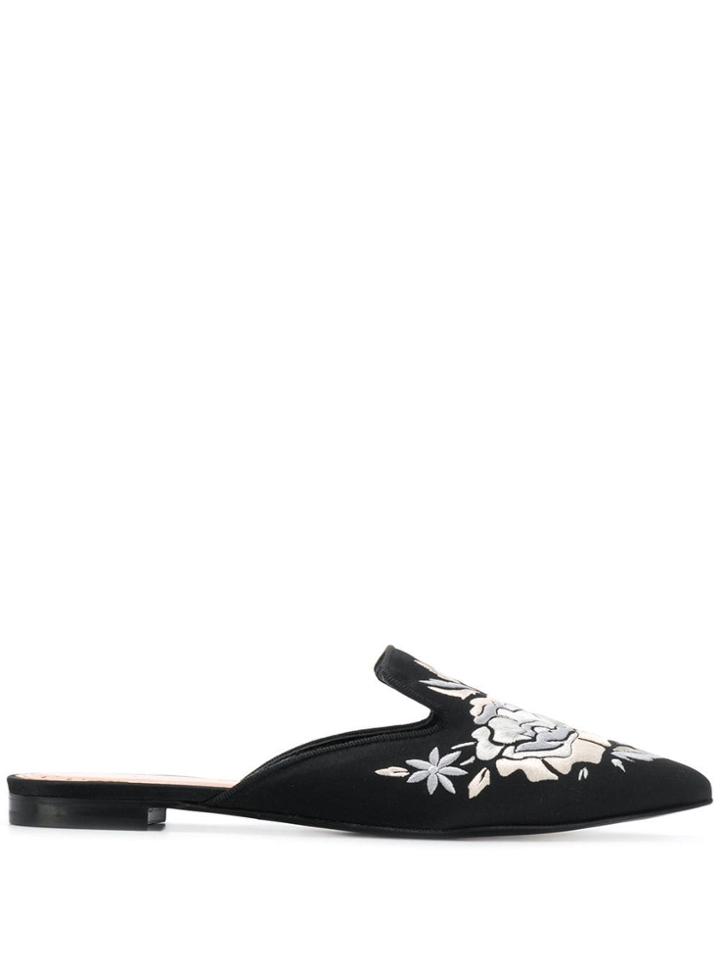 Twin-set Pointed Embroidered Mules - Black