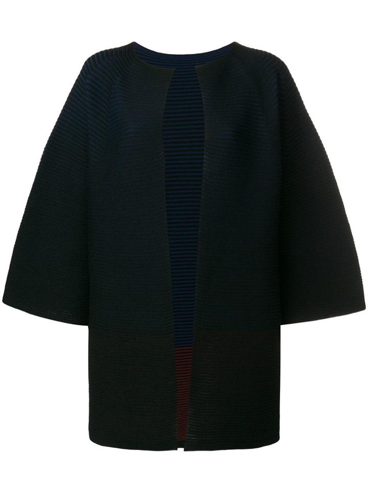 Issey Miyake Oversized Cropped Sleeves Cardigan - Black