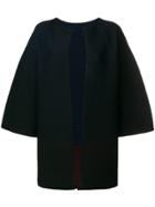 Issey Miyake Oversized Cropped Sleeves Cardigan - Black