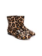 Nº21 Kids Teen Studded Fringed Ankle Boots - Brown