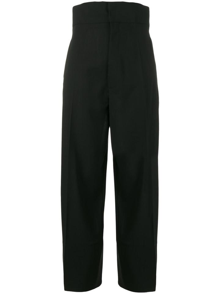 Jacquemus Cropped High Waisted Trousers, Women's, Size: 38, Black, Wool/viscose/cotton