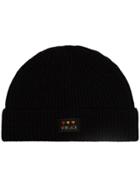 Versace Logo Patch Beanie Hat - Black
