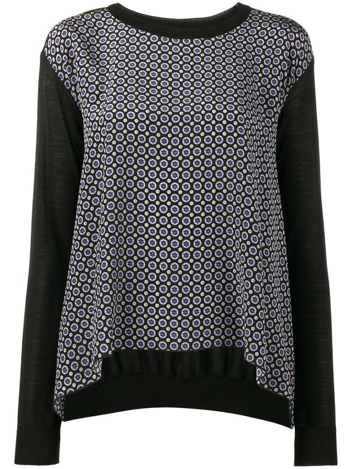Stella Mccartney - Printed Silk And Wool Draped Top - Women - Silk/virgin Wool - 46, Black, Silk/virgin Wool