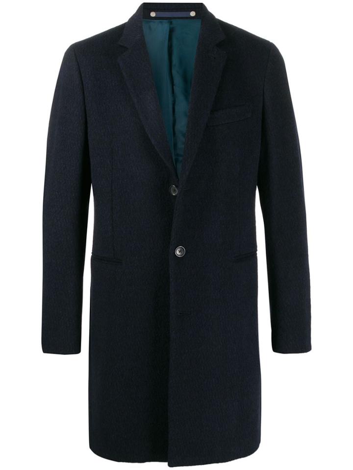 Ps Paul Smith Notched Lapel Single-breasted Coat - Blue