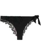 Ermanno Scervino Floral Embroidered Bikini Bottoms - Black